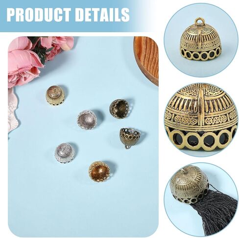 CHGCRAFT 9 Pcs 3 Color Column Metal Cord Ends Charms Tibetan Style Glue on Tassel Charm Bails with Loop End Charms for Jewelry Makings DIY Crafts 19.5x20mm in Saudi Arabia