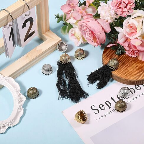 CHGCRAFT 9 Pcs 3 Color Column Metal Cord Ends Charms Tibetan Style Glue on Tassel Charm Bails with Loop End Charms for Jewelry Makings DIY Crafts 19.5x20mm in Saudi Arabia
