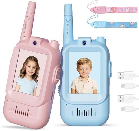 Kids Walkie Talkies with Camera 2 Pack, Rechargeable Video Walkie Talkies for Ages 3-12, Outdoor Adventure HD Video Intercom with 1000mAh Battery & Voice Changer for Boys Girls (Desert Camo) in Saudi Arabia