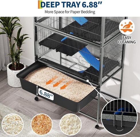 Garvee Ferret Cage، 59 "h كبير Ferret Nation Cage مع 3 منصات قابلة للإزالة، صينية عميقة تنزلق للخارج، رف تخزين، أقفاص معدنية صغيرة للحيوانات على عجلات لطائرة شراعية السكر، خنازير غينيا، شنشيلا، أرنب in Kuwait