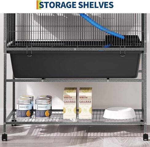 Garvee Ferret Cage، 59 "h كبير Ferret Nation Cage مع 3 منصات قابلة للإزالة، صينية عميقة تنزلق للخارج، رف تخزين، أقفاص معدنية صغيرة للحيوانات على عجلات لطائرة شراعية السكر، خنازير غينيا، شنشيلا، أرنب in Kuwait