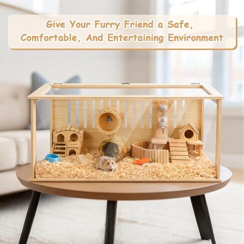 14 in 1 Wooden Hamster Cage 32 Inch Guinea Pig Cages with Wooden House Water Bottle Wheel More Guinea Pig Cage Accessories Large Hamster Cages and Habitats Acrylic Openable Top for Small Animal in Saudi Arabia