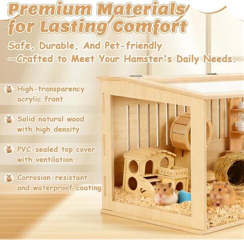 14 in 1 Wooden Hamster Cage 32 Inch Guinea Pig Cages with Wooden House Water Bottle Wheel More Guinea Pig Cage Accessories Large Hamster Cages and Habitats Acrylic Openable Top for Small Animal in Saudi Arabia