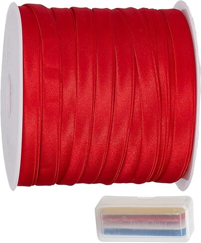 10 Yards 0.4 Inch Double Fold Bias Tape, Black Satin Binding Bias Tapes, Polyester Fabric Trimmings for Cheongsam Decoration and Clothing Seaming Piping in Saudi Arabia