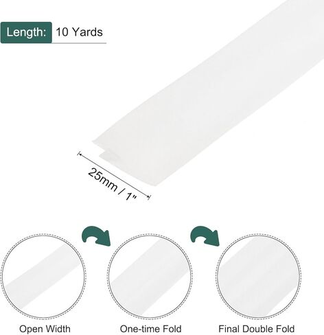 Generic 1 Inch Double Fold Bias Tape Polyester Continuous Bulk Bias Tape for Sewing,Seaming Quilting Hemming Binding Crafts (White 10 Yards) in Saudi Arabia