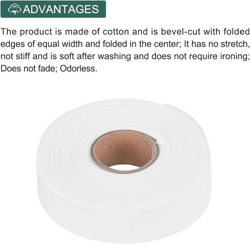Generic 1 Inch Double Fold Bias Tape Polyester Continuous Bulk Bias Tape for Sewing,Seaming Quilting Hemming Binding Crafts (White 10 Yards) in Saudi Arabia