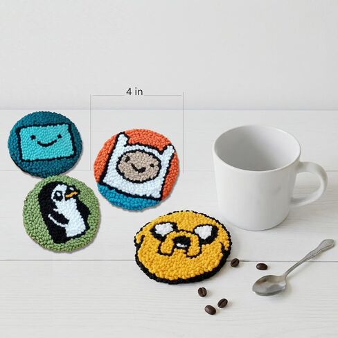 Siqinam Punch Needle Kit-4 Pack Adventure Time Themed (Finn, Jake, BMO, Gunter) - Includes Punch Needle, Embroidery Hoop, Yarn, and Easy Instructions - Creative Craft Gift in Saudi Arabia