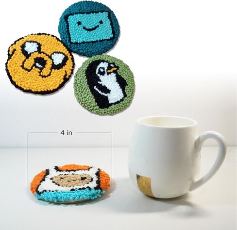 Siqinam Punch Needle Kit-4 Pack Adventure Time Themed (Finn, Jake, BMO, Gunter) - Includes Punch Needle, Embroidery Hoop, Yarn, and Easy Instructions - Creative Craft Gift in Saudi Arabia