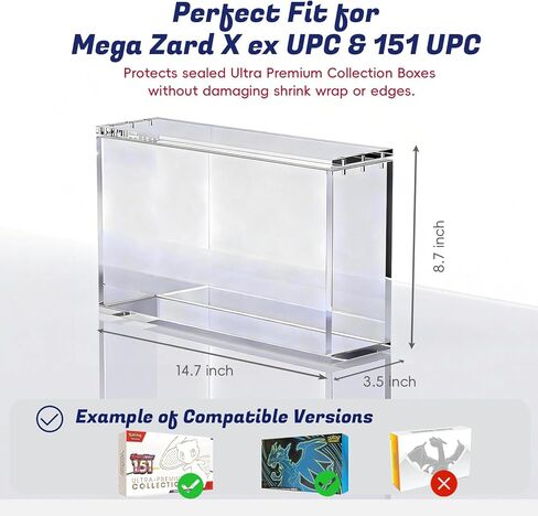 PKMN UPC Acrylic Case Protector – Compatible with Mega Charizard X ex & 151 Ultra-Premium Collection, Ultra Thick 8/5mm Clear Acrylic with Magnetic Lid in Saudi Arabia