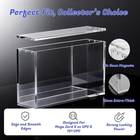PKMN UPC Acrylic Case Protector – Compatible with Mega Charizard X ex & 151 Ultra-Premium Collection, Ultra Thick 8/5mm Clear Acrylic with Magnetic Lid in Saudi Arabia