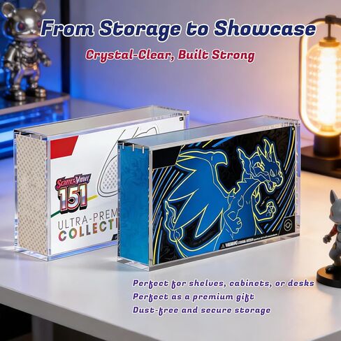 PKMN UPC Acrylic Case Protector – Compatible with Mega Charizard X ex & 151 Ultra-Premium Collection, Ultra Thick 8/5mm Clear Acrylic with Magnetic Lid in Saudi Arabia