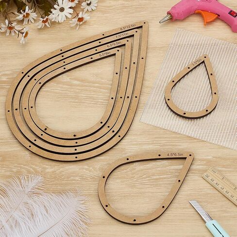 FINGERINSPIRE 6PCS Stained Glass Teardrop Layout Frame 6 Sizes Glass Maker Templates MDF Burlywood Color Sheet Boards for Stained Glasses Teardrop Shape Making Tool for DIY Crafts Handwork Project in Saudi Arabia