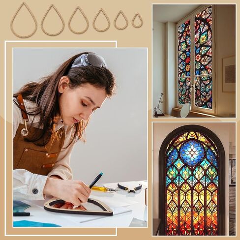 FINGERINSPIRE 6PCS Stained Glass Teardrop Layout Frame 6 Sizes Glass Maker Templates MDF Burlywood Color Sheet Boards for Stained Glasses Teardrop Shape Making Tool for DIY Crafts Handwork Project in Saudi Arabia