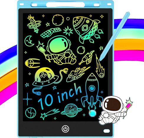 تابلت كتابة LCD مقاس 10 بوصة - لوحة رسم إلكترونية ملونة ولوحة رسومات الشعار المبتكرة للأطفال من سن 3 إلى 8 سنوات، لعبة تعليمية قابلة للمسح، هدية عيد ميلاد وعيد الميلاد للفتيات والفتيان (أزرق) in Kuwait