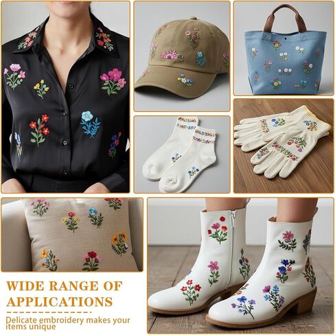 YBEATY 100 Pcs Water Soluble Stabilizer Embroidery Patterns Stick Stitch Embroidery Paper Flower Floral Daisy Butterfly Designs Wash Away Pre-Printed Transfer Paper for Hand Sewing Lover Beginners in Saudi Arabia