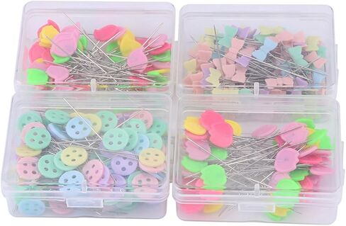 Button Straight Pins, 300pcs Flower Button Flat Head Pins DIY Quilting Tool Patchwork Needles Kit with Box for Sewing Fabric Craft Dressmaker (Type 2) in Saudi Arabia