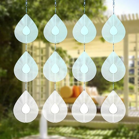 دوارات الرياح ثلاثية الأبعاد من الفولاذ المقاوم للصدأ، أقراص تخويف الطيور على شكل قطرة ماء مع معدن لامع عالي الانعكاس مزدوج الجوانب يدور 360 درجة، رادعات لإبقاء الطيور المخيفة بعيدًا عن فناء الحديقة وساحة الشرفات in Kuwait