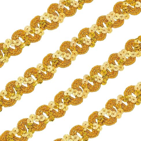 CRASPIRE 24 Yard Blue Sequins Trim Ribbon Sequin 0.67In Braid Woven Lace Beaded Wave Spangle Flat Glitter Paillette Fabric Metallic Rick Rack Strip for DIY Crafts Sewing Clothes Decor Gift Wrapping in Saudi Arabia