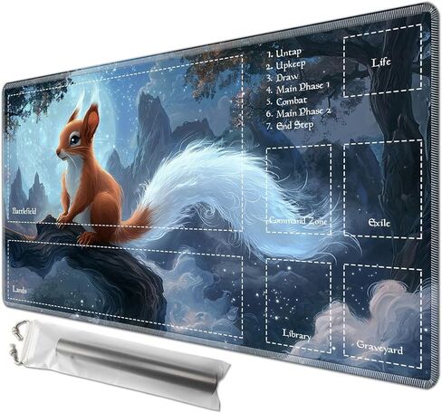 بساط لعب مقاس 24 بوصة × 14 بوصة مع مناطق سحرية للعب ألعاب بطاقات MTG، بساط ألعاب لوحي لكسر البطاقات، بساط معارك ألعاب بطاقات الألعاب مع أكياس تخزين، مكتبة الغابات المسحورة in Kuwait
