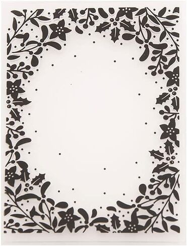 Arbuya Christmas Berry Branch Frame Plastic Embossing Folder for Scrapbook DIY Album Card Tool Plastic Template Folders in Saudi Arabia