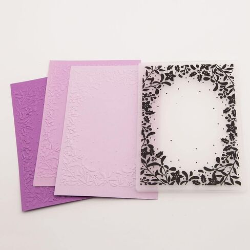 Arbuya Christmas Berry Branch Frame Plastic Embossing Folder for Scrapbook DIY Album Card Tool Plastic Template Folders in Saudi Arabia