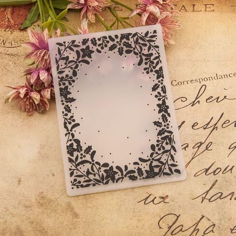 Arbuya Christmas Berry Branch Frame Plastic Embossing Folder for Scrapbook DIY Album Card Tool Plastic Template Folders in Saudi Arabia