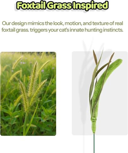 Cat Wand Toy – Natural Grass-Inspired Cat Teaser Stick, Durable Design for Indoor Cats, Interactive Play for Exercise, Hunting, and Bonding in Saudi Arabia