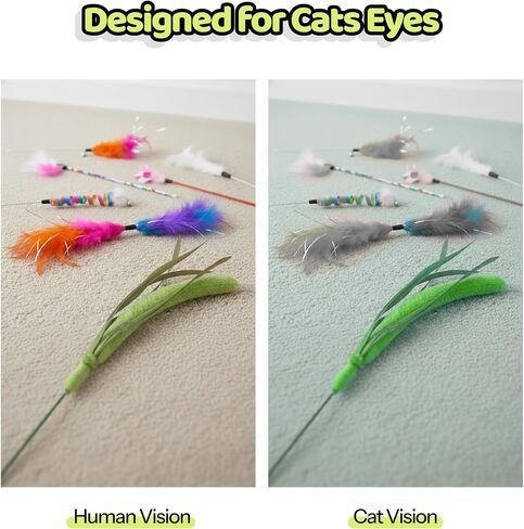 Cat Wand Toy – Natural Grass-Inspired Cat Teaser Stick, Durable Design for Indoor Cats, Interactive Play for Exercise, Hunting, and Bonding in Saudi Arabia