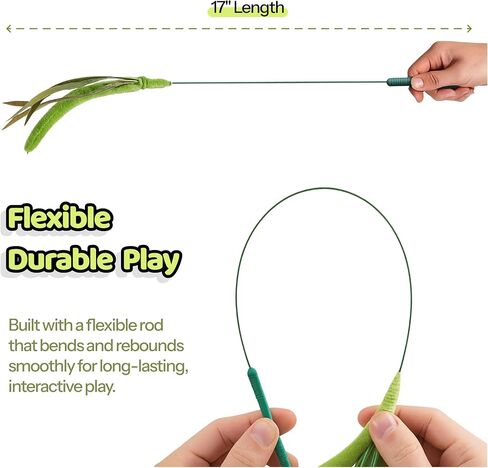 Cat Wand Toy – Natural Grass-Inspired Cat Teaser Stick, Durable Design for Indoor Cats, Interactive Play for Exercise, Hunting, and Bonding in Saudi Arabia