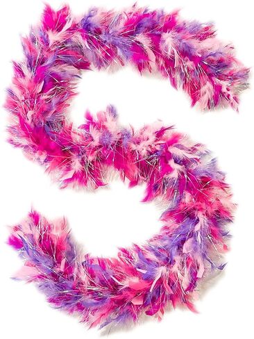 ZUCKER Medium Chandelle Feather Boa with Lurex - Christmas Decorations - Vibrant Holiday Home Decor - Unicorn Boa - Bachelorette Party, Holiday, New Year's Eve, Costume, Cosplay in Saudi Arabia