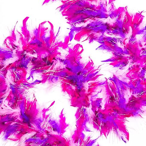 ZUCKER Medium Chandelle Feather Boa with Lurex - Christmas Decorations - Vibrant Holiday Home Decor - Unicorn Boa - Bachelorette Party, Holiday, New Year's Eve, Costume, Cosplay in Saudi Arabia
