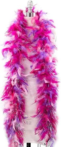 ZUCKER Medium Chandelle Feather Boa with Lurex - Christmas Decorations - Vibrant Holiday Home Decor - Unicorn Boa - Bachelorette Party, Holiday, New Year's Eve, Costume, Cosplay in Saudi Arabia