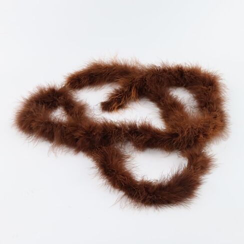 2m 20g Turkey Feather Boa Natural Marabou Plume Trim Fluffy Soft Dyed for Wedding Decor Scarf DIY Crafts Skirt Party (Brown) in Saudi Arabia