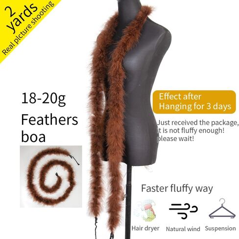 2m 20g Turkey Feather Boa Natural Marabou Plume Trim Fluffy Soft Dyed for Wedding Decor Scarf DIY Crafts Skirt Party (Brown) in Saudi Arabia