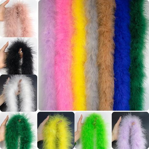 2m 20g Turkey Feather Boa Natural Marabou Plume Trim Fluffy Soft Dyed for Wedding Decor Scarf DIY Crafts Skirt Party (Brown) in Saudi Arabia