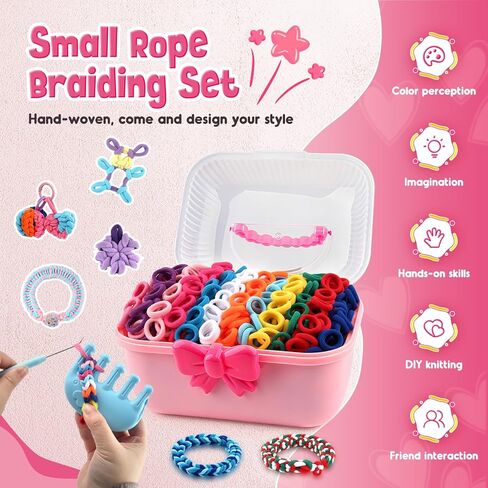 Kidstinct Bracelet Making Kit, DIY Craft Weaving Loom Toy for Kids, 1200+ Colorful Hair Bands & Accessories with Storage Box, Creative Gift for Girls Ages 6-12 (Purple) in Kuwait