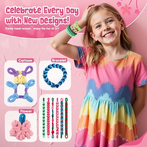 Kidstinct Bracelet Making Kit, DIY Craft Weaving Loom Toy for Kids, 1200+ Colorful Hair Bands & Accessories with Storage Box, Creative Gift for Girls Ages 6-12 (Purple) in Kuwait