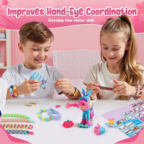 Kidstinct Bracelet Making Kit, DIY Craft Weaving Loom Toy for Kids, 1200+ Colorful Hair Bands & Accessories with Storage Box, Creative Gift for Girls Ages 6-12 (Purple) in Kuwait