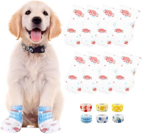 Disposable Dog Booties for Dog Cats,40Pcs Pet Booties Waterproof and Breathable with Adjustable Bandage,Paw Socks Protector for Small Medium Large Dogs,Disposable Dog Boots in Saudi Arabia