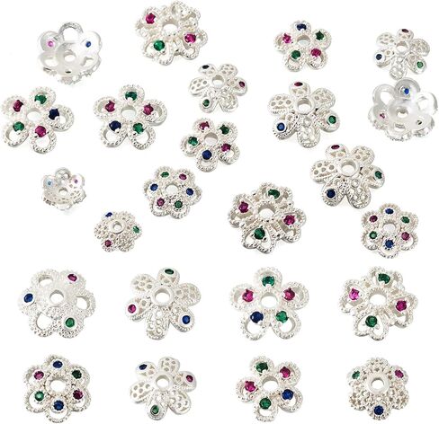 Elecrelive 120Pcs Antique Golden Flower Bead Caps Tibetan Style Spacer Beads Metal Square Bali Style Mixed End Caps for Necklace Bracelet Earring Jewelry Supplies in Saudi Arabia