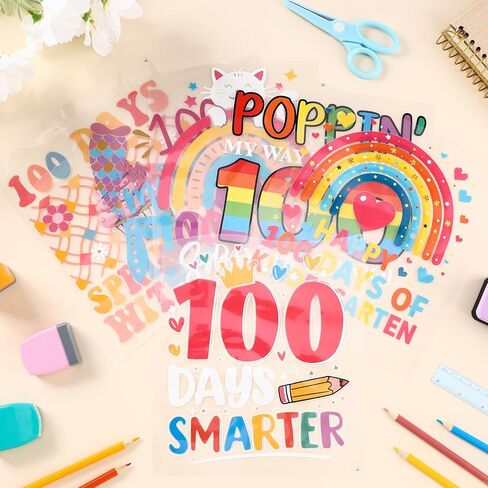 20 Sheets 100 Days of School Iron on Transfers Stickers for Shirts 100 Days of School DTF Transfers Heat Pencil Baseball Football Patches Transfer for T-Shirts Clothing Bag Pillow DIY Craft in Saudi Arabia