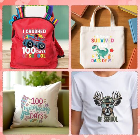 20 Sheets 100 Days of School Iron on Transfers Stickers for Shirts 100 Days of School DTF Transfers Heat Pencil Baseball Football Patches Transfer for T-Shirts Clothing Bag Pillow DIY Craft in Saudi Arabia