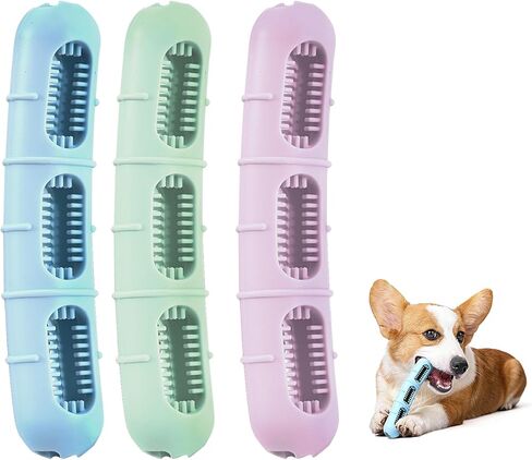 Bite and Brush Dog Chew Toys: 3-Pack Dental Chew Toy with Bristles for Teeth Cleaning, Tough Interactive Dog Toys to Keep Them Busy,Small Dog Toys for Puppy Teething &Training in Kuwait