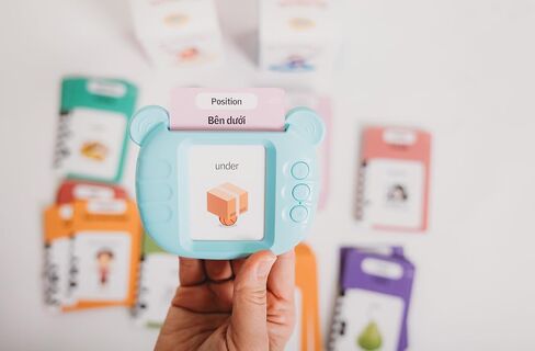 Bilingual Flashcard Reader, English Vietnamese Southern Accent, Educational Learning Speech Development Toy with 200+ Cards (Blue) in Saudi Arabia
