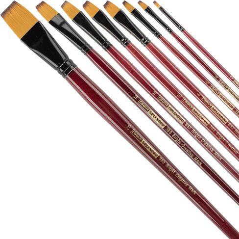 فرشاة طلاء السمور الاصطناعية ذات مقبض طويل من Creative Mark Ebony Splendor، مجموعة مشرقة مكونة من 9 قطع، شعر Teijin متعدد الشعيرات، فرش طلاء صناعية مصنوعة يدويًا للطلاء الأكريليك، والرسم بالألوان المائية والمزيد in Saudi Arabia