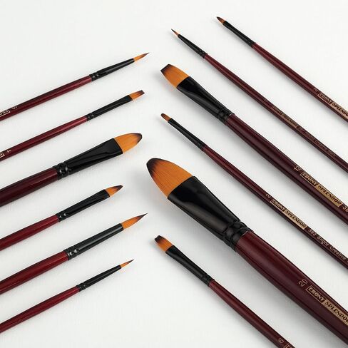 فرشاة طلاء السمور الاصطناعية ذات مقبض طويل من Creative Mark Ebony Splendor، مجموعة مشرقة مكونة من 9 قطع، شعر Teijin متعدد الشعيرات، فرش طلاء صناعية مصنوعة يدويًا للطلاء الأكريليك، والرسم بالألوان المائية والمزيد in Saudi Arabia