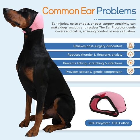 Dog Ear Muffs & Swim Cap and No Shake Ear Wrap for Bathing, Hematoma, Drying & Noise Anxiety Relief - Elastic Waterproof Ear Protection with Calming Hoodie for Grooming in Saudi Arabia