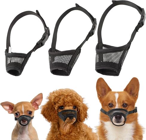 3pack Dog Muzzle Suits for Small Medium Large Dogs, Drinkable Breathable Mouth Guard, Adjustable Strap Soft Dog Muzzle to Prevent Biting Chewing, Air Mesh Muzzles for Scavenging Licking (XS+S+M) in Saudi Arabia