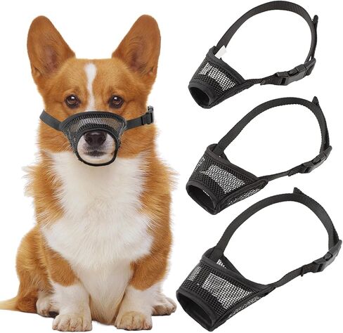 3pack Dog Muzzle Suits for Small Medium Large Dogs, Drinkable Breathable Mouth Guard, Adjustable Strap Soft Dog Muzzle to Prevent Biting Chewing, Air Mesh Muzzles for Scavenging Licking (XS+S+M) in Saudi Arabia
