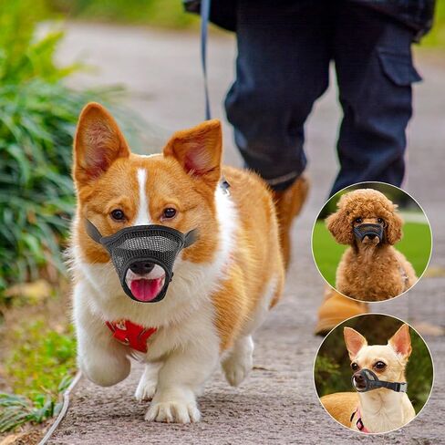 3pack Dog Muzzle Suits for Small Medium Large Dogs, Drinkable Breathable Mouth Guard, Adjustable Strap Soft Dog Muzzle to Prevent Biting Chewing, Air Mesh Muzzles for Scavenging Licking (XS+S+M) in Saudi Arabia